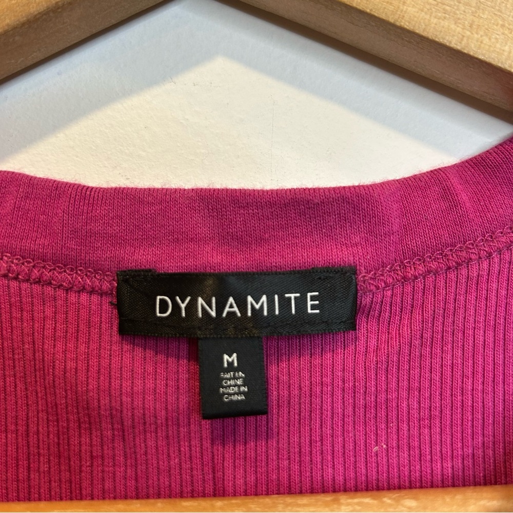Dynamite Kenzie Basic Cropped Ribbed Stretch Tank Top Fuchsia Pink - Picture 5 of 7